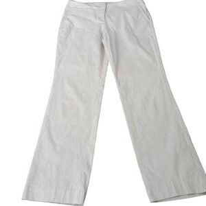 Womens Pinstripe Dress Pants‎ White Grey Wide Leg Trousers Sz 14 Business Casual